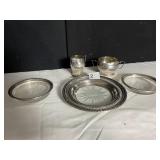 STERLING RIM DISH, CREAMER, ETC.