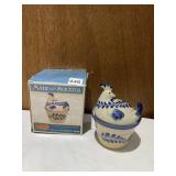 POTTERY CHICKEN LIDDED CANDY DISH