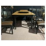 RUSTIC FINISH 6 CHAIRS AND TABLE W/ EXTRA LEAF