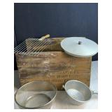 #10 HEAVY DUTY SKILLET, STRAINER, KOREA BOX
