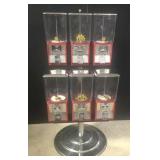 GUMBALL MACHINE W/ KEY AND STAND W/ 6 CONTAINERS