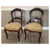 CARVED BACK VICTORIAN CHAIRS GREAT CONDITION