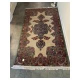 MEDALLION CENTER RUG, CREAM/ RED/ BLUE - 83" X