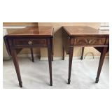 HEKMAN DROP SIDE CENTER DRAWER TABLE INLAY BURLED