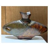 UNUSUAL SHAPED TIN VASE