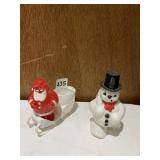PLASTIC CANDY CONTAINERS, SANTA AND FROSTY