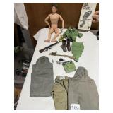 1964 GI JOE DOLL WITH WEAPONS, RADIO BOX,