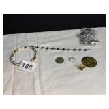 5 HEART BRACELETS, BRACKET, BUFFALO NICKEL ETC.