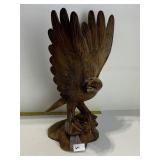 19" TALL CARVED WOOD BALD EAGLE