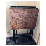 BURLED TV TABLES SET OF 3 WITH STAND 29" H X 22"