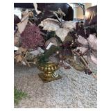 ARTIFICIAL FLOWER ARRANGEMENT IN GOLD VASE