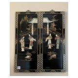 ORIENTAL 2 PC. APPLIED STONE PLAQUES 24" X 10"