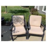 CAST ALUMINUM ARMCHAIRS W/ CUSHIONS GREAT
