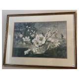 ORIENTAL BOWL PRINT IN FRAME FAUX BAMBOO STYLE