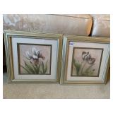 TWO FRAMED FLOWER PRINTS 15" X 15"