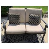 CAST ALUMINUM LOVESEAT WITH CUSHIONS 51" W
