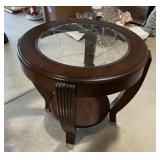 CHERRY 2 TIER GLASS TOP TABLE