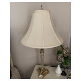 GLASS AND BRASS LAMP 32" H