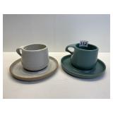 BENNINGTON POTTERY MUGS AND SAUCERS BEIGE HAS