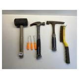 RUBBER MALLET, HAMMER, PICKAXE, SCRAPER/WIRE