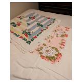 MID CENTURY GRAPHIC PRINT COTTON TABLECLOTHS PINK