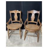 2 OAK RUSH SEAT CHAIRS