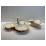 LENOX SERVING DISHES, PINK WITH GOLD TRIM