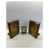 FIGURAL BOOK BOOK ENDS AND HOWARD MILLER CLOCK