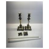 GORHAM SILVER PLATE CANDLE STICKS WITH BOCHES AND