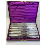 SET OF 12 PEARL HANDLED BUTTER KNIVES IN CASE