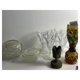 OIL LAMP, SUNDAY GLASSES, UNUSUAL MATCH HOLDER