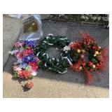WREATHS AND SILK FLOWERS.