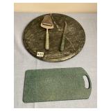 MARBLE TRAY AND SERVING PC. PLUS CUTTING BOARD