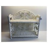 SMALL WHITE WICKER SHELF, 15X14X6