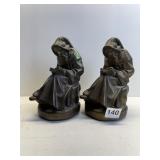 ARMOR BRONZE MAN IN CLOAK READING BOOK ENDS