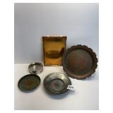 HIGHLY ETCHED DECORATIVE BRASS PLATE, PEWTER