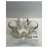 BLOWN GLASS FLOWER SHAPED NUT DISH