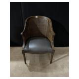 WALLACE FURNITURE, ARMCHAIR WITH LEATHER SEAT,