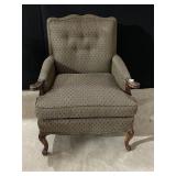 TUFTED BACK UPHOLSTERED ARMCHAIR, MINOR DAMAGE