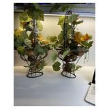 2 WIRE BASKETS WITH FALL THEMED ARTIFICIAL