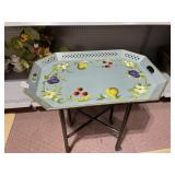 HAND PAINTED SERVING TRAY WITH STAND, NEEDS
