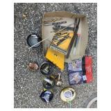 BRASS CLOCK WINDING KEYS, DRILL BITS, SPOUT, ETC