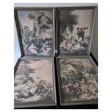 FOUR BAROQUE OLD WORLD STYLE FRAMED PRINTS EACH