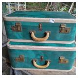 TWO BLUE HARDSHELL KLEBER PITTSBURGH SUITCASES