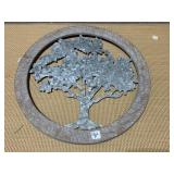 30" ROUND WOOD W/ TIN INSIDE TREE DECORATION