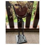 IRON BASE PLANT STAND W/ GLAZED PLANTER