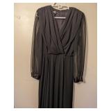 BLACK CHIFFON 60S 70S COCKTAIL DRESS SHEER LONG