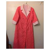 LINED QUILTED NYLON FULL LENGTH ROBE PINK