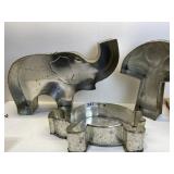 THREE CAKE MOLDS, TURTLE, ELEPHANT, MUSHROOM
