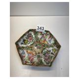 EARLY CHINES BOWL OCTAGON SHAPE HAS HAIRLINE 5" X